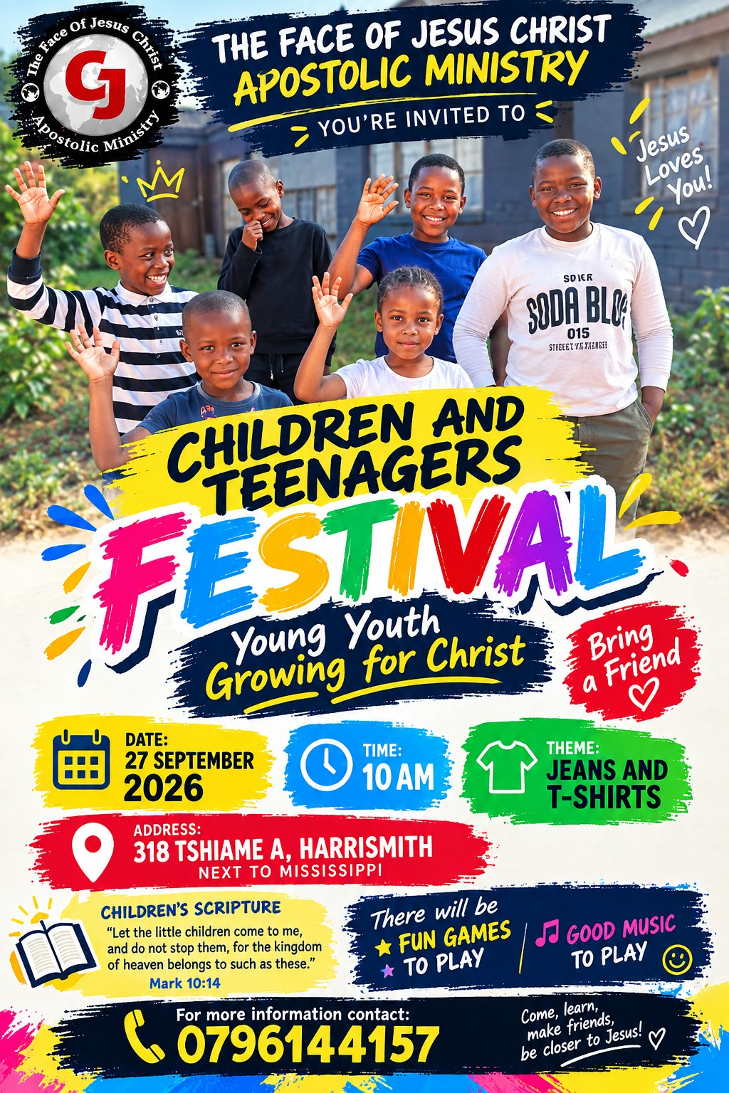 Children and Teenagers Festival invitation for 27 September 2026 at 10 AM