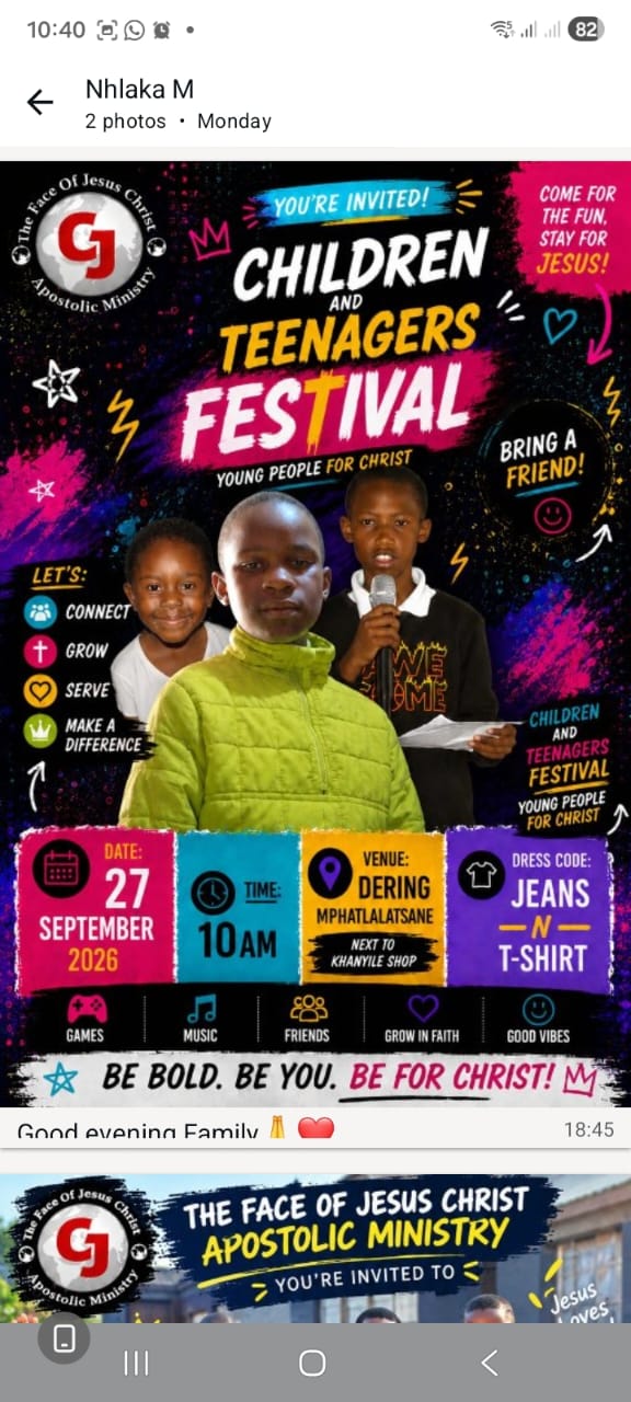 Children and Teenagers Festival invitation featuring young people from the ministry